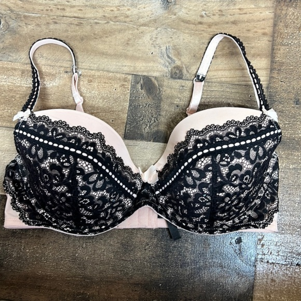 Adore Me Pink with Black Lace Bra Women's Size 38D